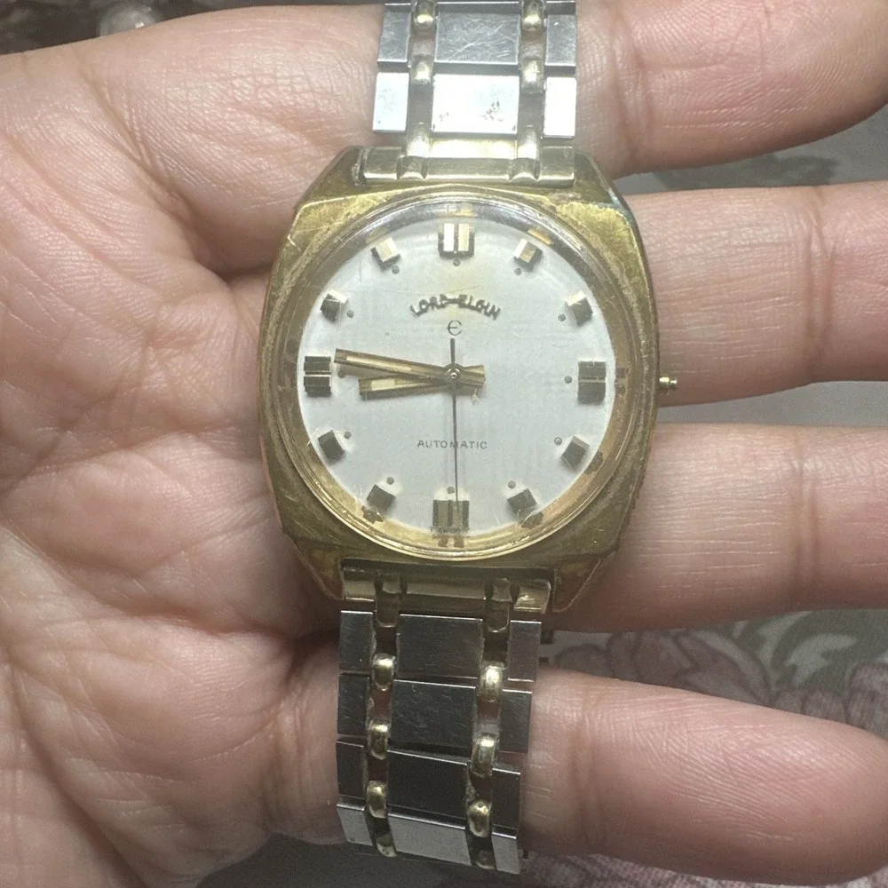 Vintage Lord Elgin 989 Mens Automatic watch 17j 34mm It ticks But Need Servicing